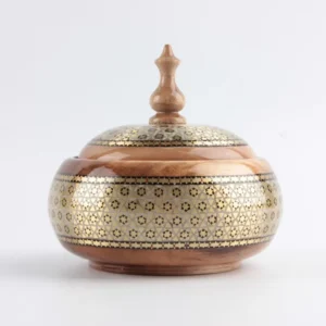 Handmade Persian Khatam Walnut Bowl with Lid
